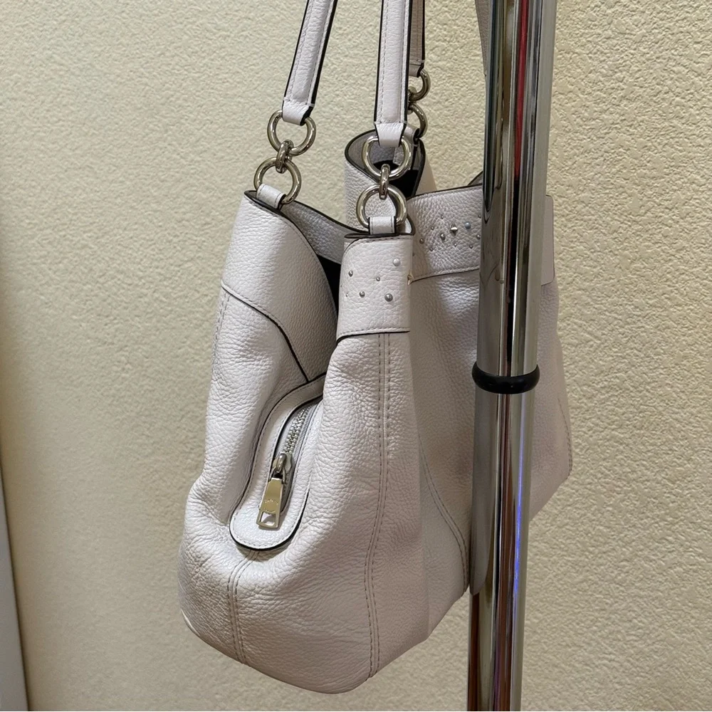 Coach Lexy Stardust Studded Chalk Leather Shoulder Bag Purse F29595 - Picture 9 of 17